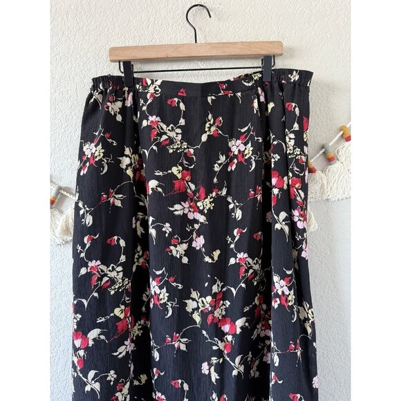 Liz Claiborne 100% Silk Roses Aline Flowy Pull On Skirt Boho Cottagecore NWT 22 - Picture 6 of 9